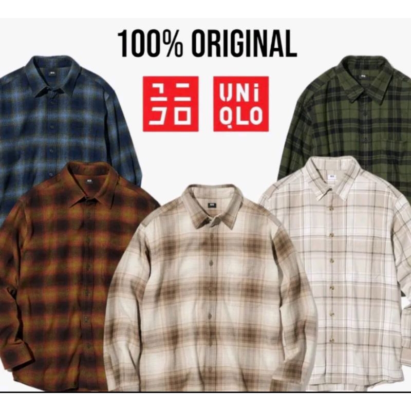 Kemeja Flanel Uniqlo Lengan Panjang